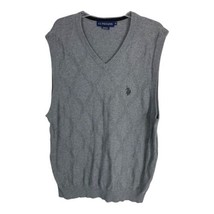 Polo Ralph Lauren Mens Pullover Sweater Vest XL Cotton Gray V-Neck Argyle - $25.28