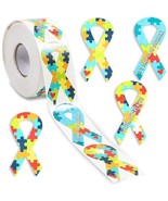 Autism Awareness Ribbon Stickers Roll (1.5 X 3 In, 500 Stickers) - £17.29 GBP