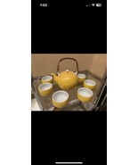 Vintage Japanese Tea Set Yellow &amp; White Congee On Bottom - $1,000.53 MXN