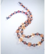 Necklace Bead Brown Black 23&quot;+ Lobster Clasp Mixed Materials Upcycled Ha... - $10.00