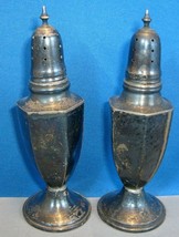 ANTIQUE STERLING SILVER PAIR S&amp;P SHAKERS 87.5grms 5 1/8&quot; ESTATE FIND - £55.06 GBP