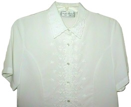 Beautiful Sarah Bentley Women&#39;s White Blouse Top Shirt PM Petite Medium EUC - £12.80 GBP