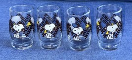 4 Vintage 1965 Peanuts Snoopy &amp; Woodstock Juice JUICE Drinking Glasses 4... - £54.72 GBP