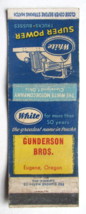 Gunderson Bros. White Trucks - Eugene, Oregon Dealer 20 Strike Matchbook Cover - £1.36 GBP