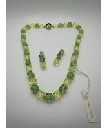 Vintage Neon Green Yellow Lucite 24” X 10mmNecklace 4cm Earring Set NWT - $136.75 CAD