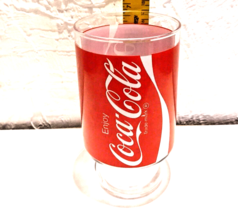 Vintage Coca-Cola X-Large Pedestal Drinking Glass Red &amp; White Enjoy Coke - $20.15