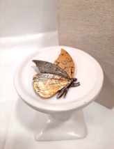 Butterfly Brooch Pin  Gold &amp; Silver Tone Textured 2&quot;x2.5&quot; EUC Realistic - £8.11 GBP