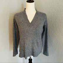 Benedetta B Merino Wool &amp; Cashmere Italian V-Neck Sweater, Gray, Size Me... - $36.47