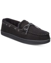 Club Room Men's Moccasin Slippers in Black-Medium 8-9 - $18.99