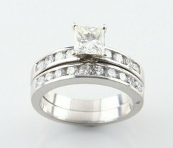 Platinum Two-Ring Diamond Wedding Set w/ 0.70 ct Princess Cut Solitiare ... - £1,949.63 GBP