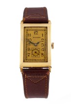 Authenticity Guarantee 
Bucherer 14k Gold Antique Art Deco Rectangular Hand-W... - £2,374.08 GBP