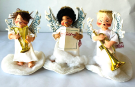 3 Annalee Angel Musician Dolls on Clouds Harpist Singer Trumpeter 1993 USA 8&quot; - £76.51 GBP