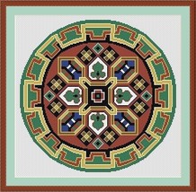 Antique Geometric Round Tapestry Motif 1 Berlin Woolwork Cross Stitch Pa... - $6.00