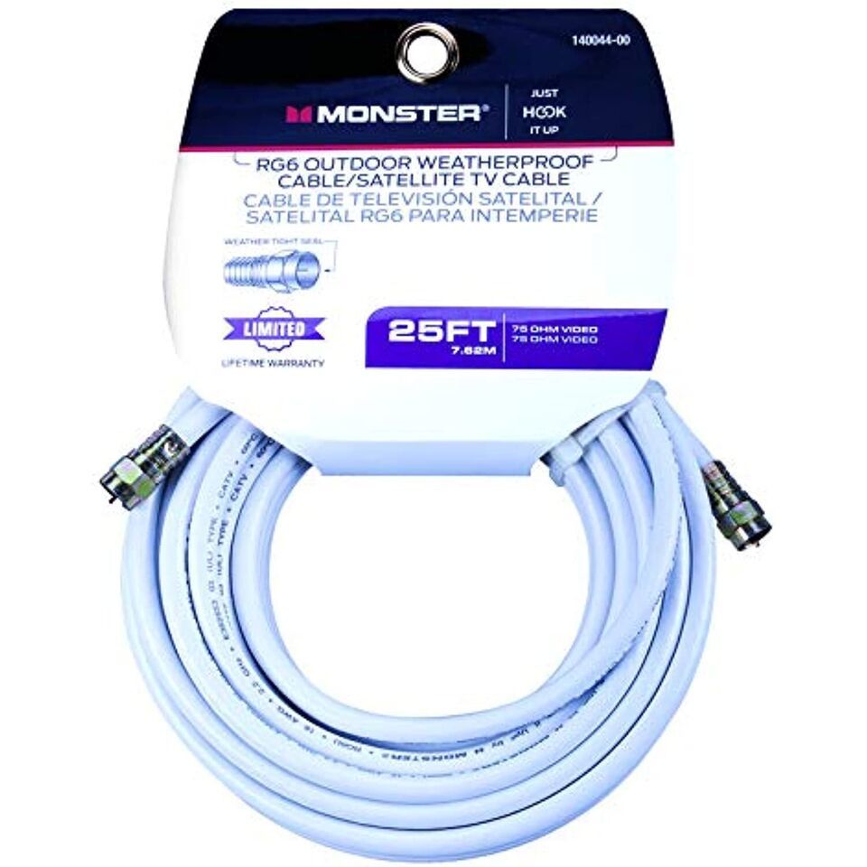 Monster Cable Video Coaxial Cable Digital 75 Ohm 25 &#39; Carded - $23.20