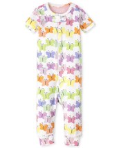 NWT The Childrens Place Girls Short Sleeve Romper Pajamas Butterflies Ju... - £6.40 GBP+