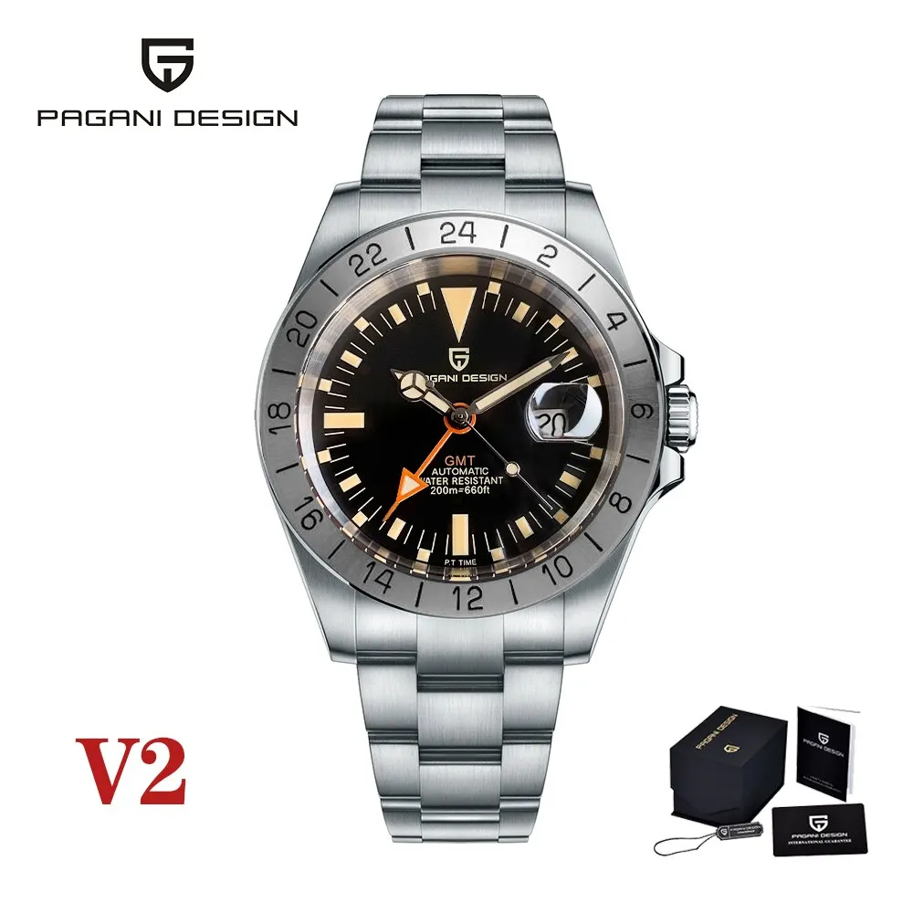 2023 New PAGANI DESIGN GMT Men Automatic Mechanical Watch Clic Retro Watch Stain - £150.33 GBP