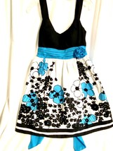 City Triangles Black Turquoise Flowery Petticoat Party Dress With Tie Size 7 - £14.03 GBP