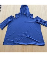 Avenue Blue Hoodie Cold Shoulder Plus Size 26/28 Top 3/4 Length Sleeves ... - $19.01 CAD