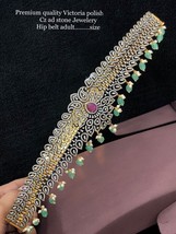Indian Bollywood Style Gold Plated Kamar Bandh Waist Belt CZ Jewelry Set - £190.29 GBP