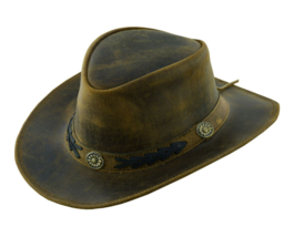 Sahara Leather Hats Western Style for Men and Women shape able Wide Brim Vintage - £35.01 GBP+
