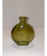 Vintage Green Pressed Bottle Unique Shape 5&quot; Tall, 4&quot; Wide at Widest Point. - $6.00
