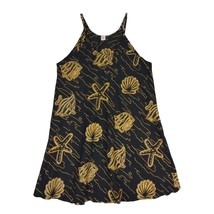 RIMA Beachwear Black &amp; Gold Seashells Tropical Tank Dress &amp; Coverall Wom... - $30.96