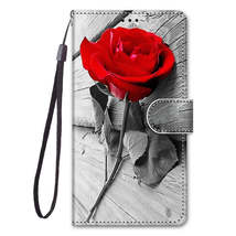Anymob Samsung Case Gray and Red Rose Luxury Painted Flip Cute Playful Cat Case - £21.27 GBP