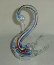 Beautiful Vintage Art Glass Swan Duck Goose Murano Vibrant Colors - $35.00