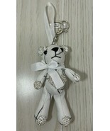 small plush white teddy bear keychain key ring hanging ornament rhinesto... - £7.39 GBP