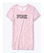 New Victoria’s Secret PINK Logo Crew Neck Everyday tee Rose Paisley top ... - $22.77