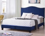 Clarno Blue Velvet Upholstered Full Size Bed By Kings Brand Furniture. - £180.14 GBP