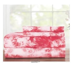 Watercolor Sheet Set Ocean Rose Pink King Polyester Microfiber Machine Washable - £26.56 GBP