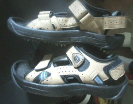 FootJoy Cooljoys Golf Sandals Shoe Leather Straps Softspikes Tan Men&#39;s size 8M - £14.76 GBP