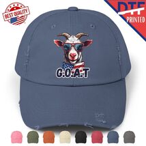 American GOAT Distressed Cap Vintage America 4th of July Patriotic DTF P... - $24.99