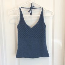 VTG Knit CROP HALTER Blue S - $34.99