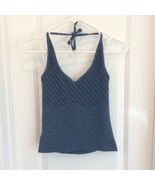 VTG Knit CROP HALTER Blue S - £27.96 GBP