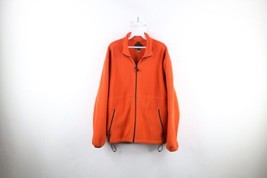 Vintage 90s J Crew Mens Size Medium Blank Full Zip Fleece Jacket Orange USA - £47.17 GBP