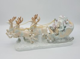 Rare Vintage Russ Berrie Marbella Traveling With Santa 12.5" Porcelain Figurine - $39.59