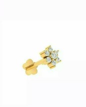 7 Simulé Diamants Fleur Nez Piercing Broche Bague Vis Clou 14k Plaqué Or - $38.70