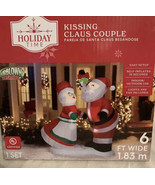Santa &amp; Mrs. Claus Kissing Under Mistletoe Scene Airblown Yard Inflatabl... - £125.77 GBP