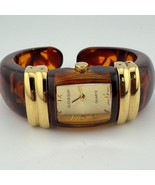 Gossip Quartz Watch Women Gold Tone Brown Plastic Cuff Bangle Analog New... - $493.55 MXN