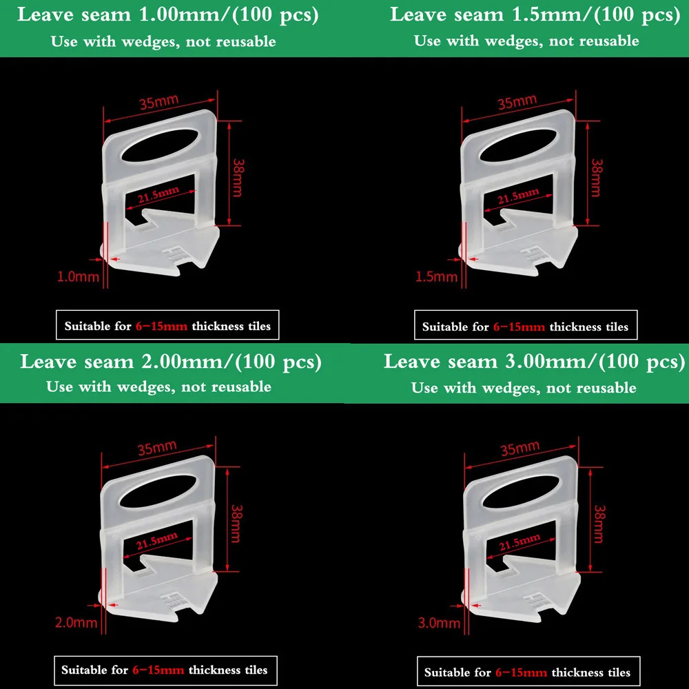 House Home Best Professional Tile Leveling System 1/1.5 /2 /2.5/3 MM White Clips - £19.28 GBP