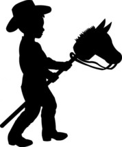 Cowboy Cowgirl kid horse toy vinyl decal car truck decal sticker western USA - £3.12 GBP