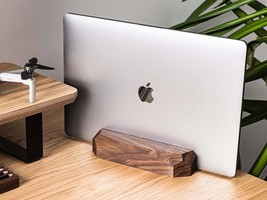 Adjustable Wooden Laptop Stand, Walnut Tablet Holder, Handmade Solid Wood - $54.90