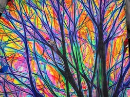 Colorful Vibrant Trippy Forest Tree Wall Tapestry for Bedroom Aesthetic Living - £22.31 GBP