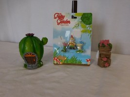 Miniature Gnome Cactus Home + Figurine + Acc Garden Sets 5 Total Pieces NEW - £8.71 GBP