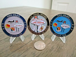 Lot of 3 Nellis AFB Las Vegas Challenge Coins Red Flag Aggressors Fighter Pilot - £45.74 GBP