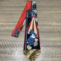 Vintage Mickey Mouse Tie Disney Detective Red Blue Tan Black Necktie - $8.56