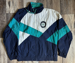 Seattle Mariners Apex One Zip Up Jacket Blue White Teal Vintage 90&#39;s - Size M - £54.52 GBP