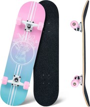 Skateboard,31 X 8 Inch Complete Skateboard, 8-Layer Maple Wood Deck, Beginner - £40.10 GBP